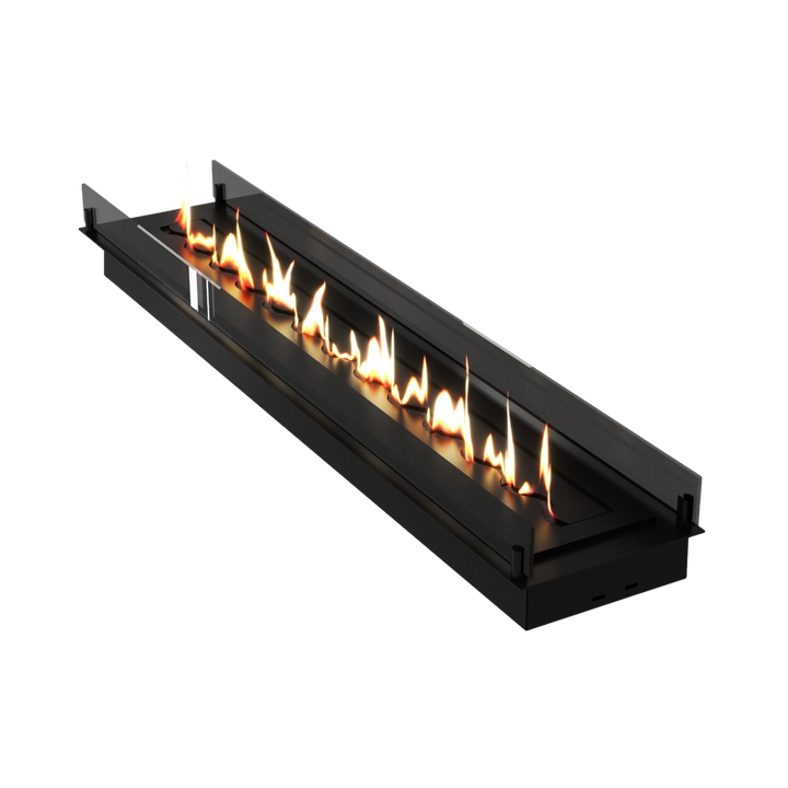 Bioethanol Einbau Brenner Einsatz Kassette SOLO von Wild Flame seitlich mit Glas